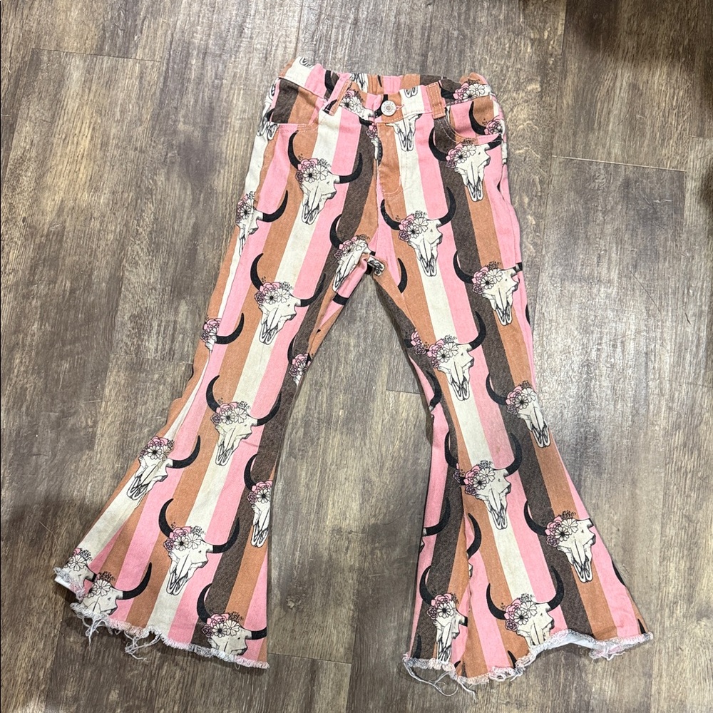 Stylish Kids Flared Bottoms - Pink and Brown